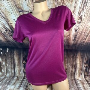 Nike Dri Fit REGULAR FIT Women's Size Small Purple V Neck Athletic T Shirt Top